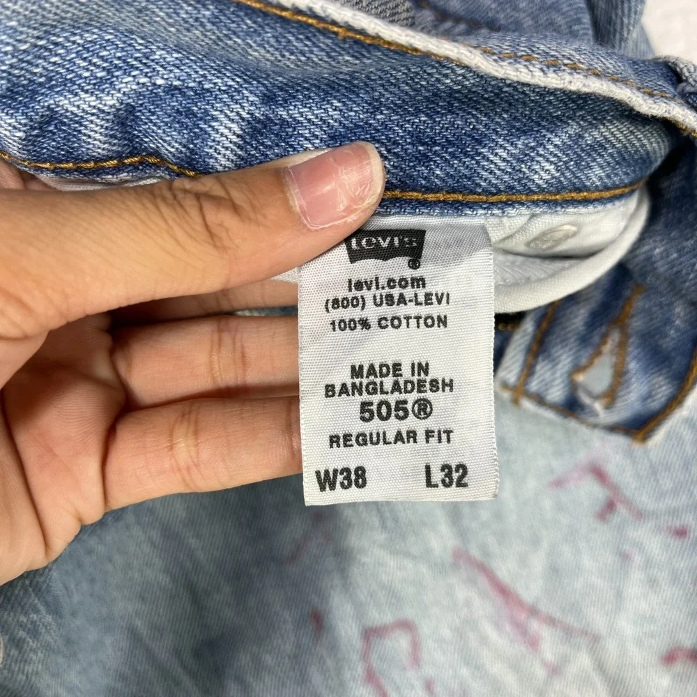 Levi's 505 Straight Leg Jeans Men's Blue‎ Denim Cotton Pockets Zip Fly - 37X31